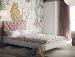 Кровать Милана-3 с каретной стяжкой розовый