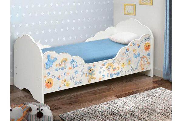 Кровать детская с бортом Малышка №3 белая