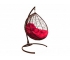Подвесное кресло Кокон Капля ротанг каркас коричневый-подушка красная