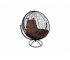 Кресло Кокон Круглый вращающийся ротанг каркас чёрный-подушка коричневая