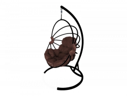 Подвесное кресло Кокон Веер каркас чёрный-подушка коричневая