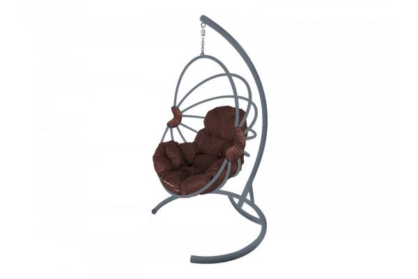 Подвесное кресло Кокон Веер каркас серый-подушка коричневая