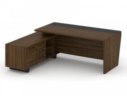 Стол руководителя с тумбой Корнер COR.SRT-20 (L) Орех Лоренцо/Графит