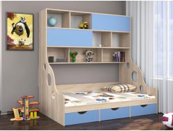Кровать с антресолью Дельта-21.02 голубая