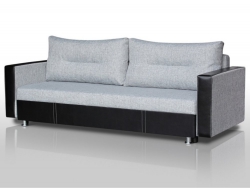 Диван Комфорт с прямыми подлокотниками ткань грей/кожзам