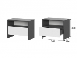 Тумба прикроватная Дольче Графит/Белый