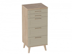 Комод 5 ящиков Гавана Светло-серый