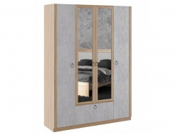 Шкаф четырехстворчатый Глэдис М24 Дуб золото/цемент светлый