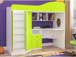 Кровать-чердак Кадет-1 с металлической лестницей лайм