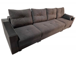 Диван Комфорт-6 НПБ+МДФ модульный 1К-2-1К ткань Luma-12 темно-коричневый