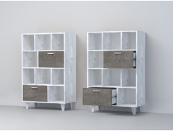 Комод Эго К-1 2 ящика бетон светлый/камень темный на ножках