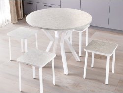 Стол Лофт-круг раздвижной Пластик 0414-белая опора изогнутая ромб