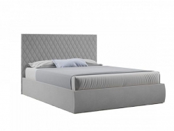 Мягкая кровать Стелла с ПМ 1600*2000 мм микровелюр светло-серый