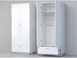 Шкаф Эго ШК-1 бетон светлый/белый глянец цоколь