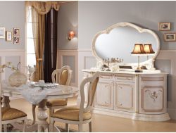 Комод 4-х дверный с зеркалом Роза беж