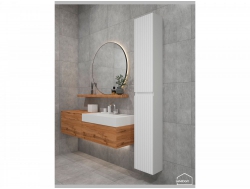 Шкаф пенал навесной для ванной комнаты и туалета MH14 Белый глянец