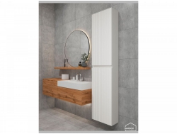 Шкаф пенал навесной для ванной комнаты и туалета MH15 Софт лотос