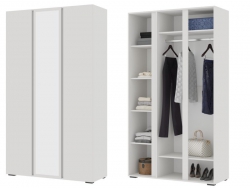 Шкаф 3х створчатый с зеркалом ШК 02 Хелен Белый шагрень