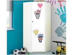 Шкаф угловой с фотопечатью Совята 2.2