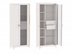 Пенал со стеклом широкий Сиде Белый