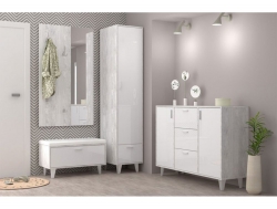 Прихожая Эго бетон светлый/белый глянец