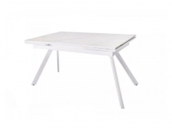Стол раздвижной Атлант 1600 мрамор белый/белый муар