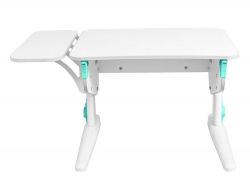 Парта СУТ 44 с боковой полкой белый-аквамарин