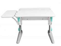 Парта СУТ 44 с задней и боковой полкой белый-аквамарин