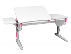 Парта СУТ 45 с боковой полкой белый-розовый