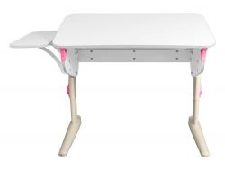 Парта СУТ 46 с боковой полкой белый-розовый
