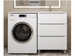 Тумба под стиральную машину Uperwood Tanos 60 см, напольная, 3 ящика, белая