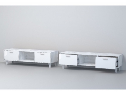 ТВ тумба Эго Т-3 на ножках бетон светлый/белый глянец