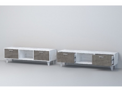 ТВ тумба Эго Т-3 бетон светлый/камень темный на ножках