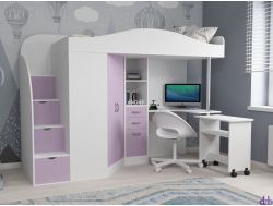 Кровать-чердак Юниор-4 белый-ирис