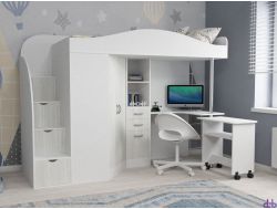 Кровать-чердак Юниор-4 белый-винтерберг